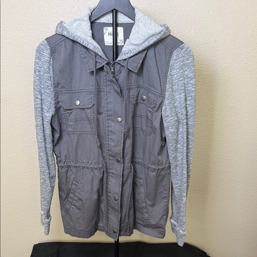 Mudd Juniors Charcoal and Heather Gray Hooded Jacket